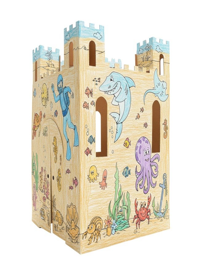Easy Playhouse Sand Castle - Kids Art & Craft for Indoor & Outdoor Fun, Color, Draw, Doodle - Decorate & Personalize a Cardboard Fort, 32 by 32 by 43. 5 inches Age 3and up - Image 1